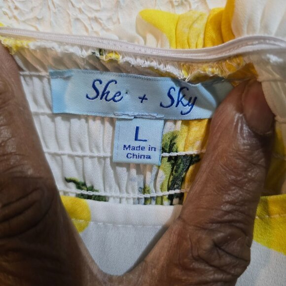 She + Sky Womens Lemon Print Sundress Large - Picture 2 of 5